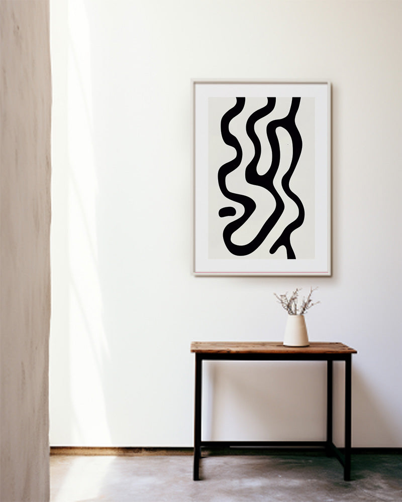 【ポスターのみ】Monochrome Flow – Minimal Abstract Posterアートポスター(A2,A3)
