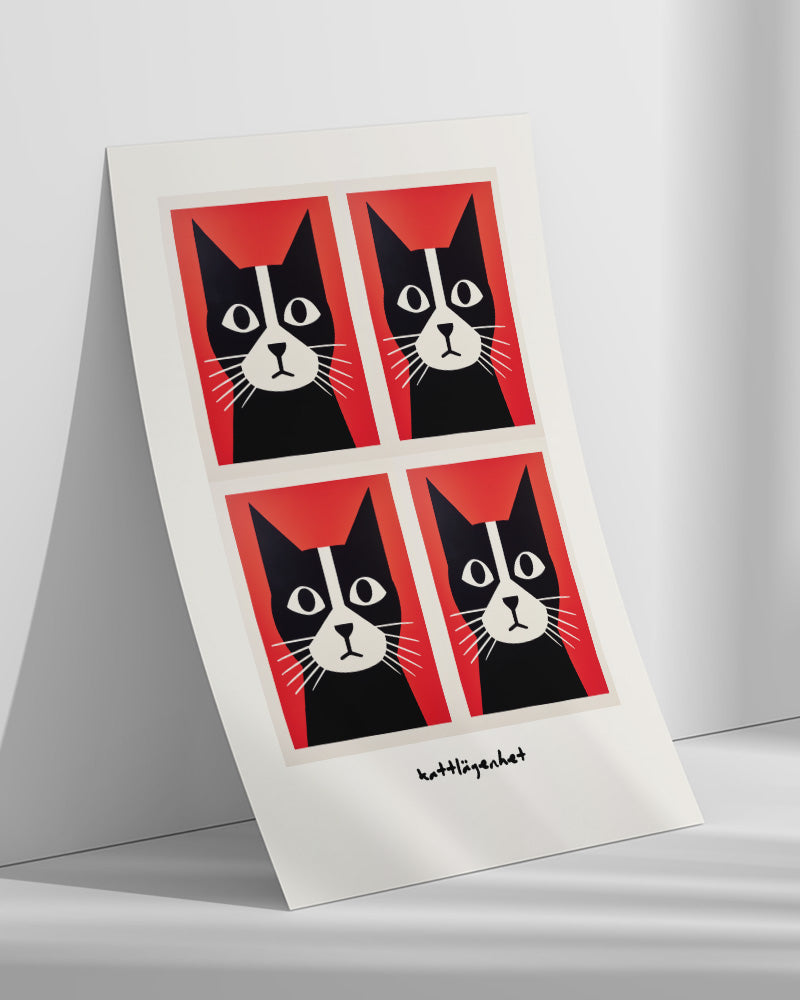 【ポスターのみ】Pop Cat Quartet – Graphic Art Posterアートポスター(A2,A3)