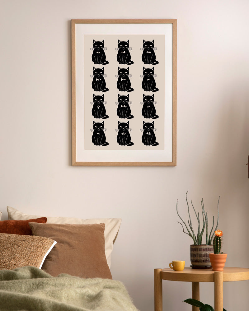 【ポスターのみ】Twelve Black Cats – Graphic Minimalist Posterアートポスター(A2,A3)