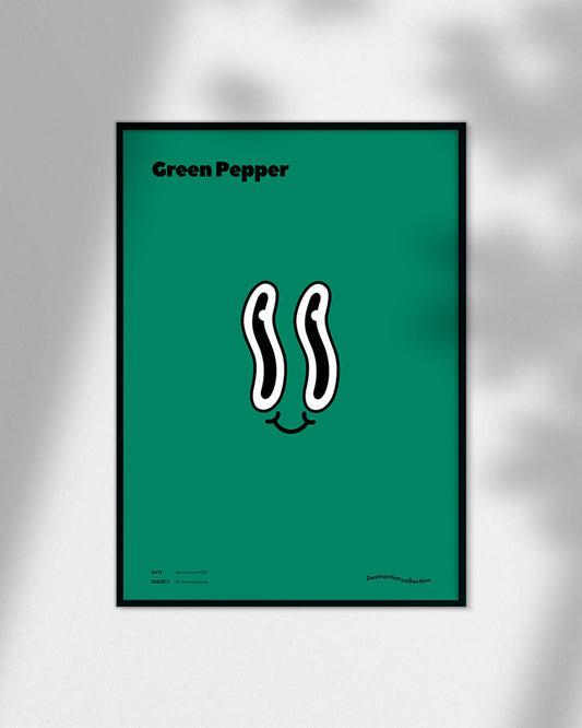 【ポスターのみ】Mr. Green Pepper – Playful Minimalism Posterアートポスター(A2,A3)