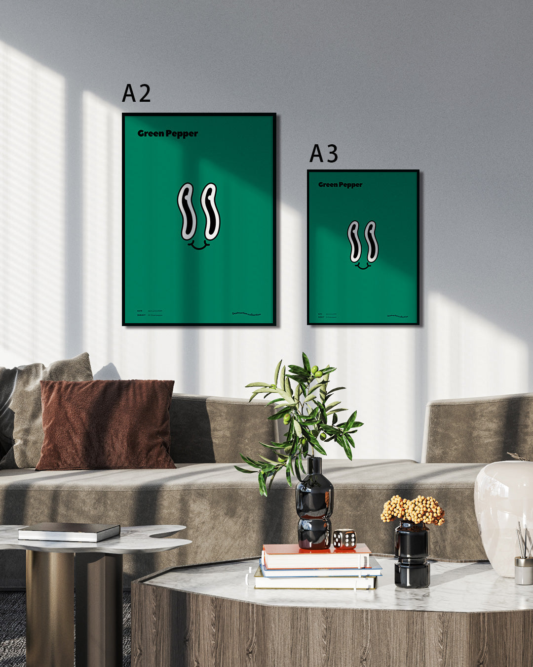 【ポスターのみ】Mr. Green Pepper – Playful Minimalism Posterアートポスター(A2,A3)