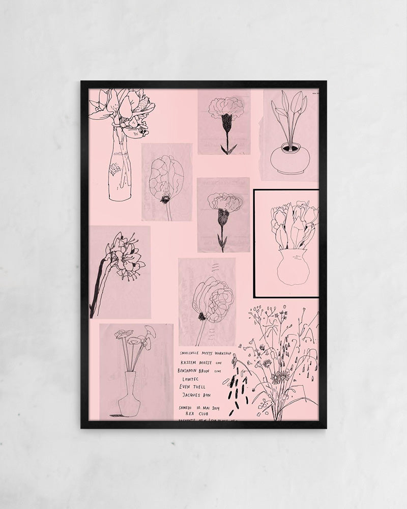 Pink flowers (10 Mai 2014)ポスター【Stefan Marx│ステファン・マルクス】(59cm×84cm)