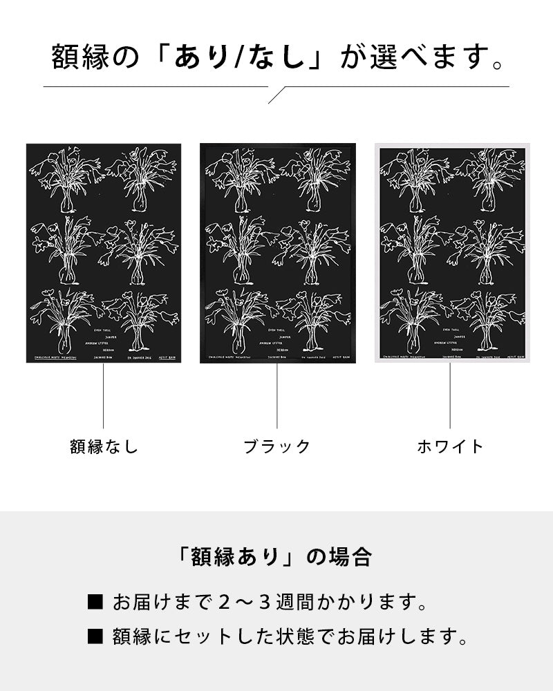 B&W flowers(2016)ポスター【Stefan Marx│ステファン・マルクス】(59cm×84cm)