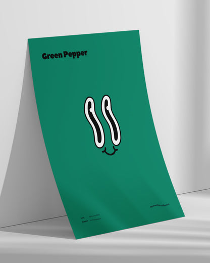 【ポスターのみ】Mr. Green Pepper – Playful Minimalism Posterアートポスター（A2,A3）