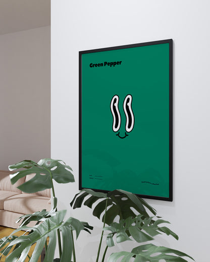 【ポスターのみ】Mr. Green Pepper – Playful Minimalism Posterアートポスター（A2,A3）