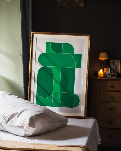 【ポスターのみ】Urban Geometry in Green Posterアートポスター（A2,A3）