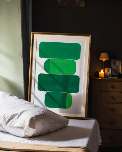 【ポスターのみ】Urban Geometry in Green Posterアートポスター（A2,A3）