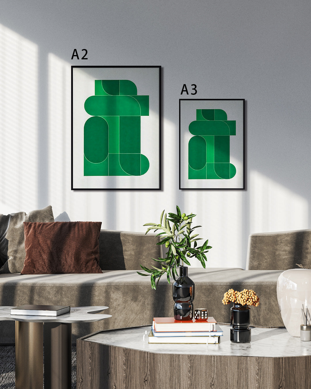 【ポスターのみ】Urban Geometry in Green Posterアートポスター（A2,A3）