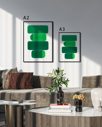 【ポスターのみ】Urban Geometry in Green Posterアートポスター（A2,A3）