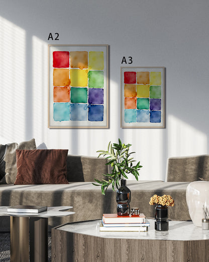 【ポスターのみ】Color Tiles in Watercolor Posterアートポスター（A2,A3）