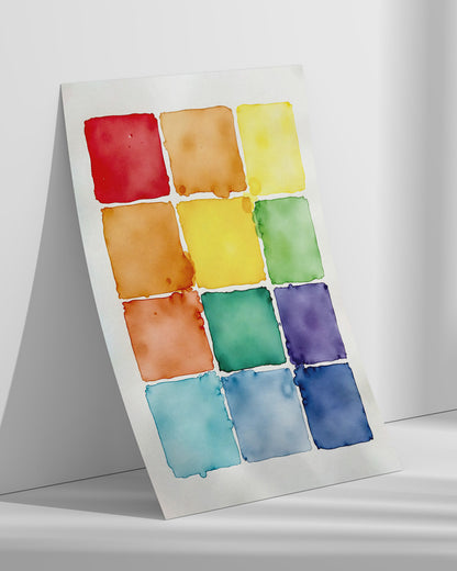 【ポスターのみ】Color Tiles in Watercolor Posterアートポスター（A2,A3）