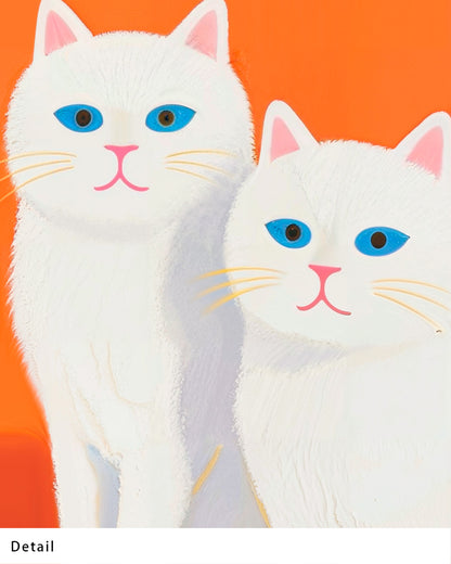 【ポスターのみ】White Cats on Orangeアートポスター（A2,A3）