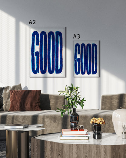 【ポスターのみ】Good Blue Typographyアートポスター（A2,A3）