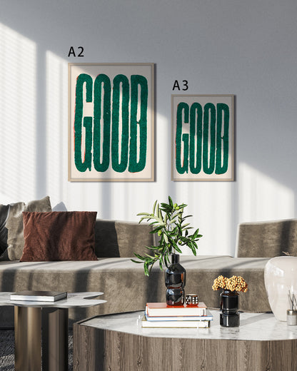 【ポスターのみ】Good Green Typographyアートポスター（A2,A3）
