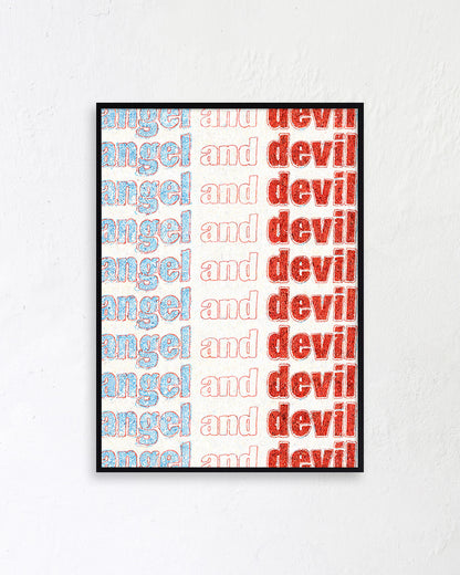 【ポスターのみ】Angel and Devil Typographyアートポスター（A2,A3）