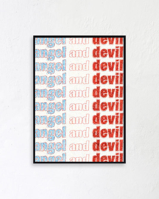 【ポスターのみ】Angel and Devil Typographyアートポスター（A2,A3）