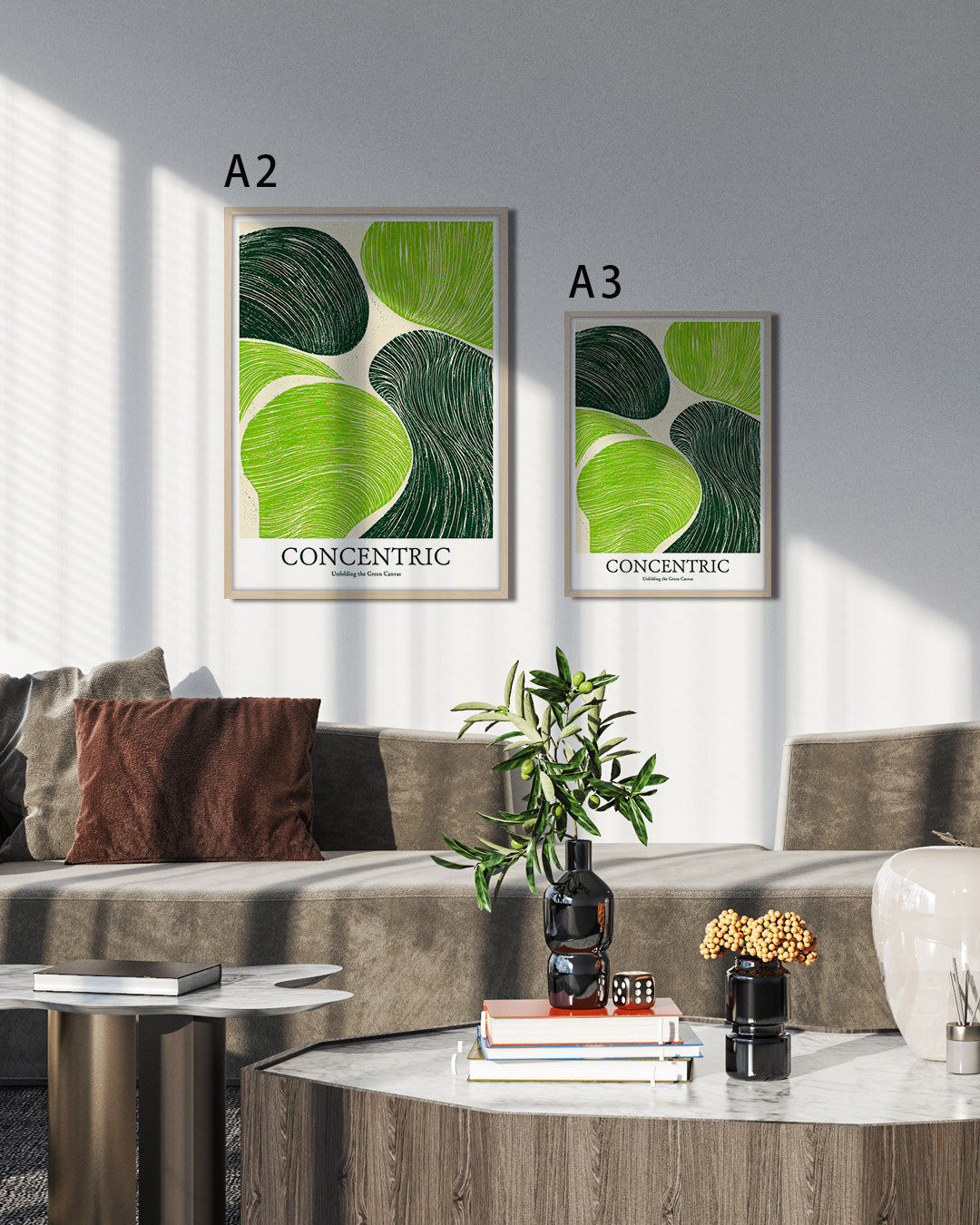 ポスターのみ】Concentric Green Canvasアートポスター（A2,A3