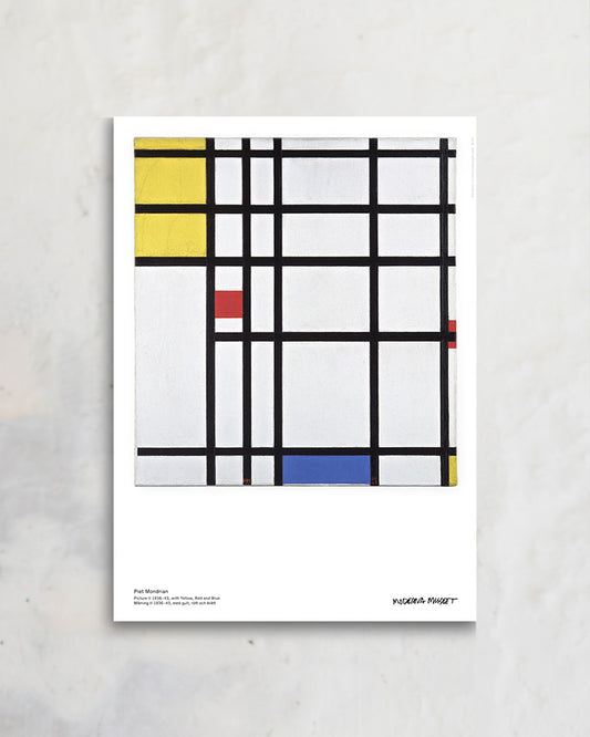 Picture II 1932-43 with yellow, red and blueポスター【Piet Mondrian │ピエト・モンドリアン】（50cm×70cm）