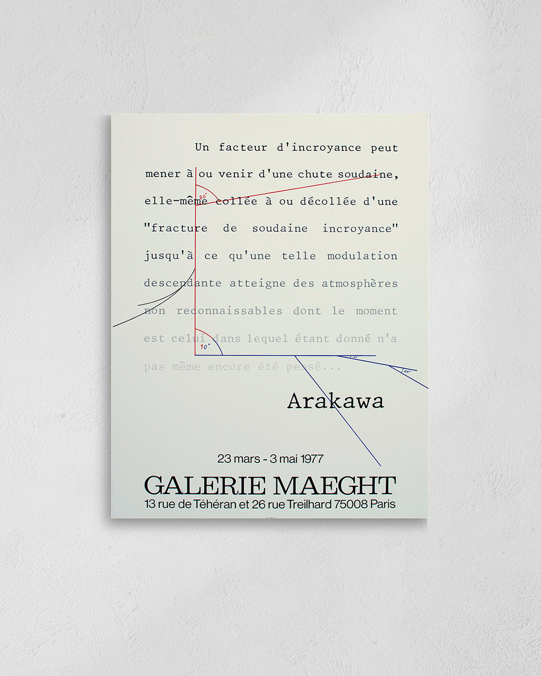 Shusaku Arakawa Untitled Exhibition Poster (Galerie Maeght, 1977)ポスター【Arakawa Shusaku│荒川修作】（42cm×59.4cm）