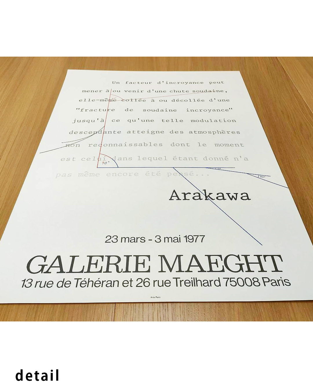 Shusaku Arakawa Untitled Exhibition Poster (Galerie Maeght, 1977)ポスター【Arakawa Shusaku│荒川修作】（42cm×59.4cm）