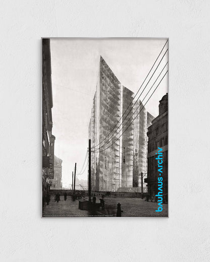 バウハウス│Skyscraper Friedrichstrasse Projectポスター【Ludwig Mies van der Rohe│ミース・ファン・デル・ローエ】（84.1cm×59.4cm）