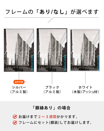 バウハウス│Skyscraper Friedrichstrasse Projectポスター【Ludwig Mies van der Rohe│ミース・ファン・デル・ローエ】（84.1cm×59.4cm）