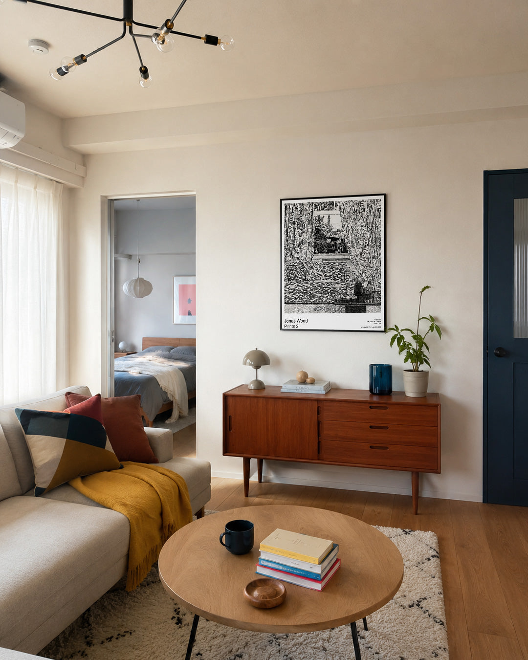 Pattern Couch Interior with Mar Vista Viewポスター【Jonas Wood│ジョナス・ウッド】（76.2×61）